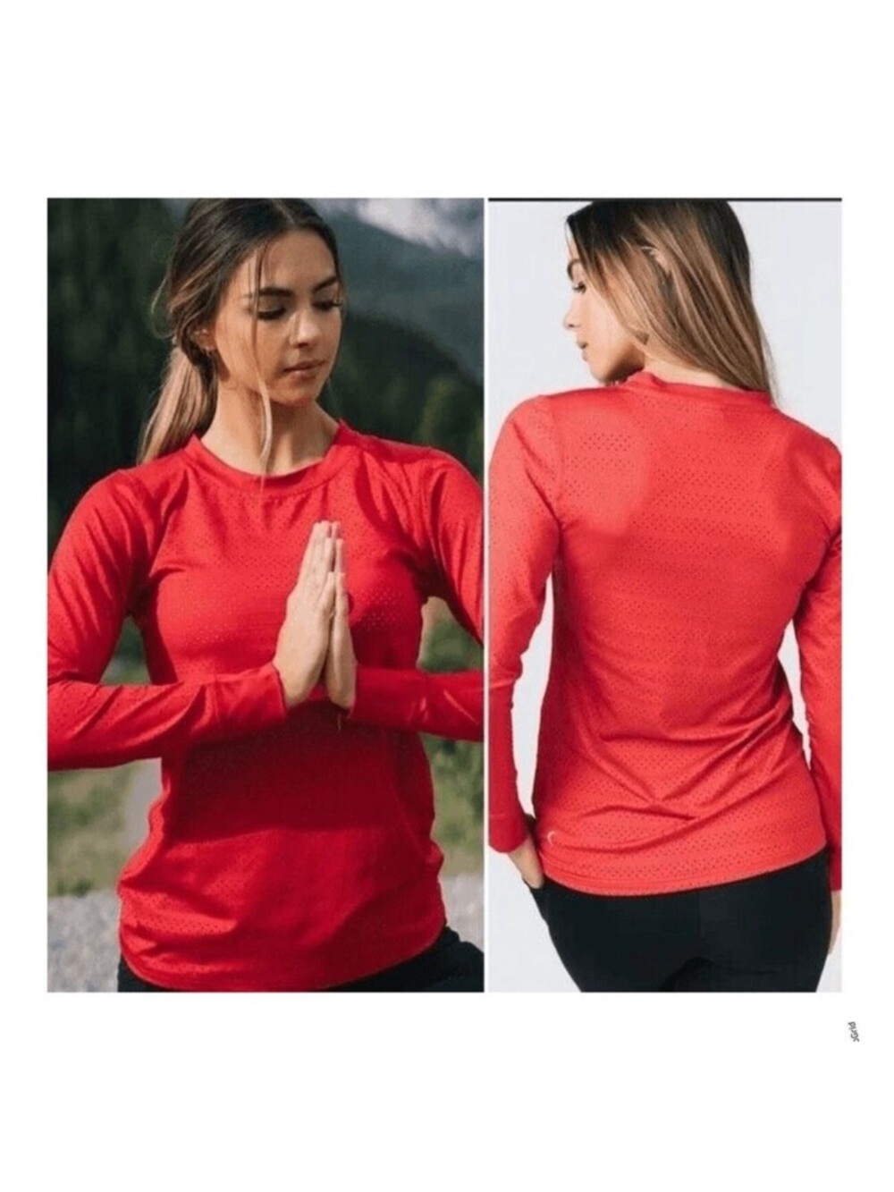 Zyia Active Chill Perforated Red Long Sleeve Tee Size XXL Activewear Shirt